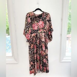 JOHNNY WAS Melissa Mixed Print Midi A-Line Dress